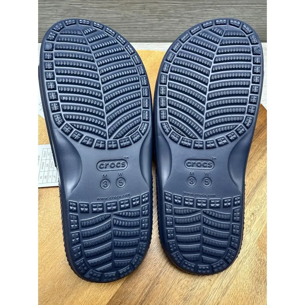 Classic Crocs navy blue slid on relaxed fit sandals h4 M3 W5 NWT